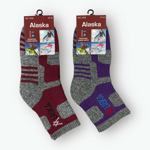 Термоноски Alaska, 2 пары, размер 37/41, красный, фиолетовый