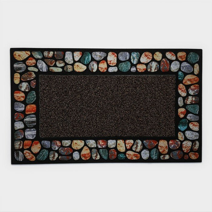 Коврик Доляна «Эмма», с окантовкой, 46×76 см, придверный, цвет коричневый