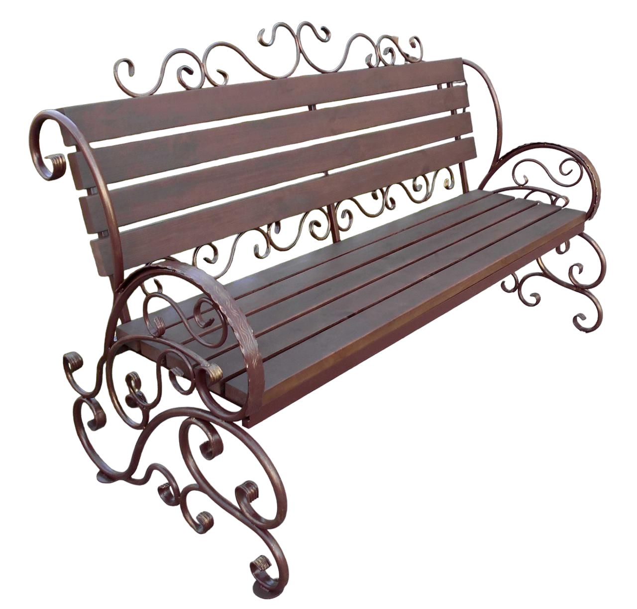 Кованая скамейка садовая, металлическая скамья, лавочка для дачи МА-9