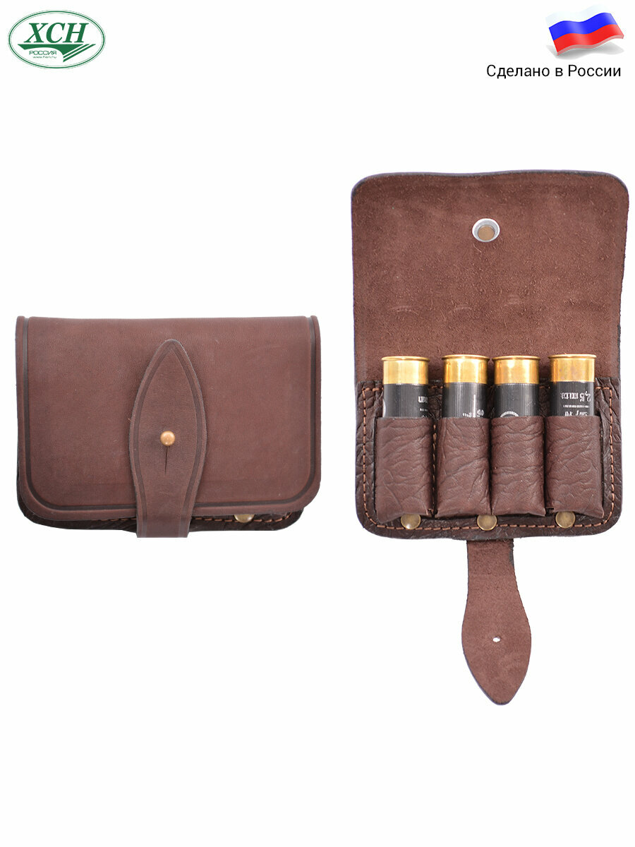 Секция патронташ на 4 патрона К-16/12 ХСН для гладкоствольного оружия натуральная кожа коричневая