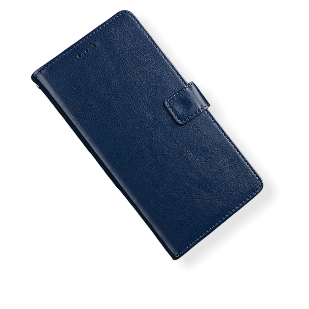 Чехол-книжка MyPads из качественной импортной кожи с подставкой застёжкой и визитницей для Samsung Galaxy A22 4G SM-A225F (2021) синий