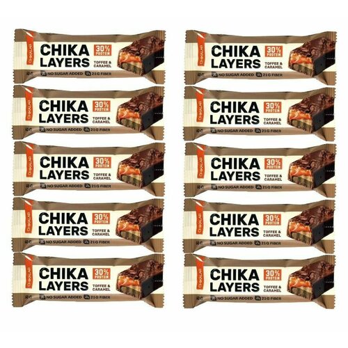 Протеиновый батончик Chikalab Chika Layers (5ти слойный) Соленая карамель и Арахис, 10 шт
