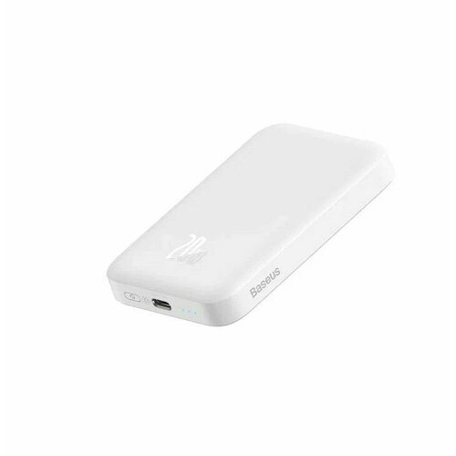 Внешний аккумулятор Baseus Magnetic Mini Wireless Fast Charge Power bank 6000mAh 20W 2022 Edition White (PPCX130002) внешний аккумулятор с беспроводной зарядкой baseus magnetic mini air wireless fast charge power bank 6000mah 20w с кабелем type c фиолетовый