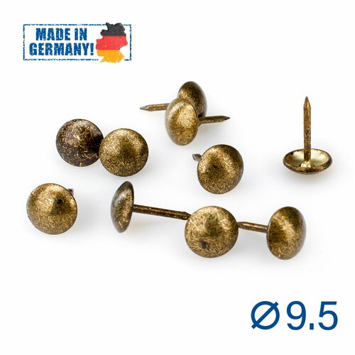 Гвозди мебельные декоративные, d 9 мм, 50шт, старое золото, 90 1/3, для обивки и декора, HEICO