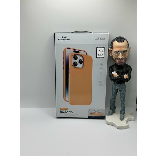 Силиконовая накладка KeepHone на iPhone 15 с MagSafe оранжевого цвета