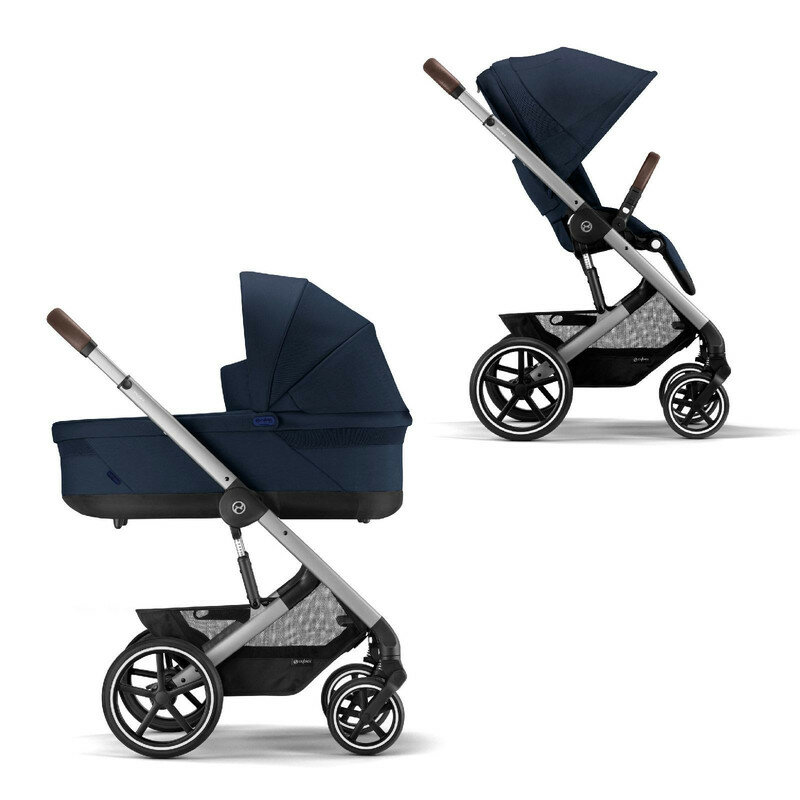 Cybex Balios S Lux Коляска 2 в 1 (2023), рама Silver, текстиль Ocean Blue