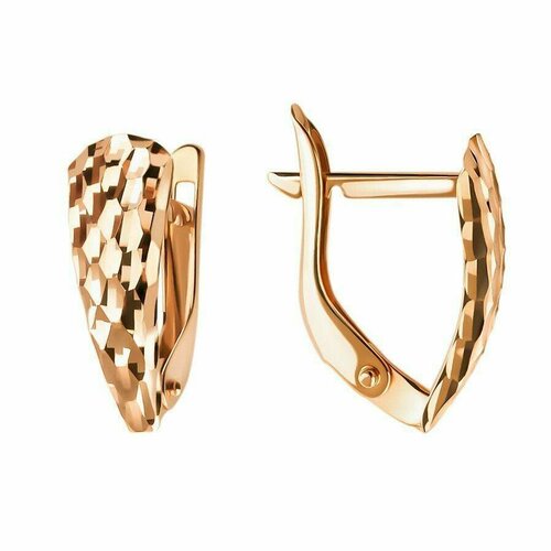 Серьги Голден Глоб, красное золото, 585 проба, гравировка, золотой