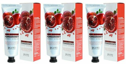 Jigott Крем для рук Real Moisture Pomegranate Hand Cream, С экстрактом граната, 100 мл, 3 шт