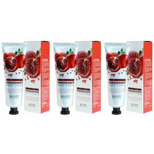 Jigott Крем для рук Real Moisture Pomegranate Hand Cream, С экстрактом граната, 100 мл, 3 шт