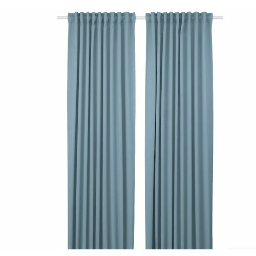 фото Гардины ikea majgull икеа майгулл на ленте, 145х300 см, 2 шт, серо-голубой