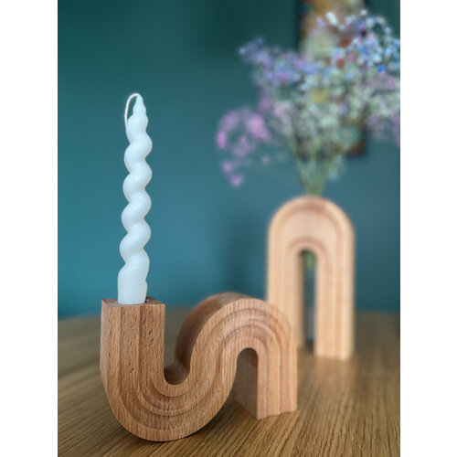 Подсвечник со свечой (белая) в комплекте WOODISH WORM