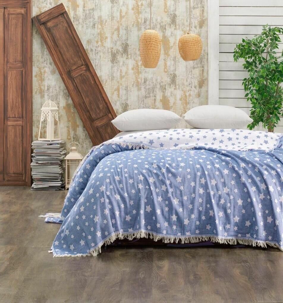 фото Плед на диван, кровать, Евро 220х240 Турция NICE BED SPREAD хлопок кремовый