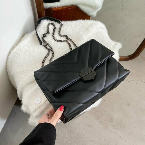 фото Сумка мессенджер , фактура рельефная, черный bottoncini