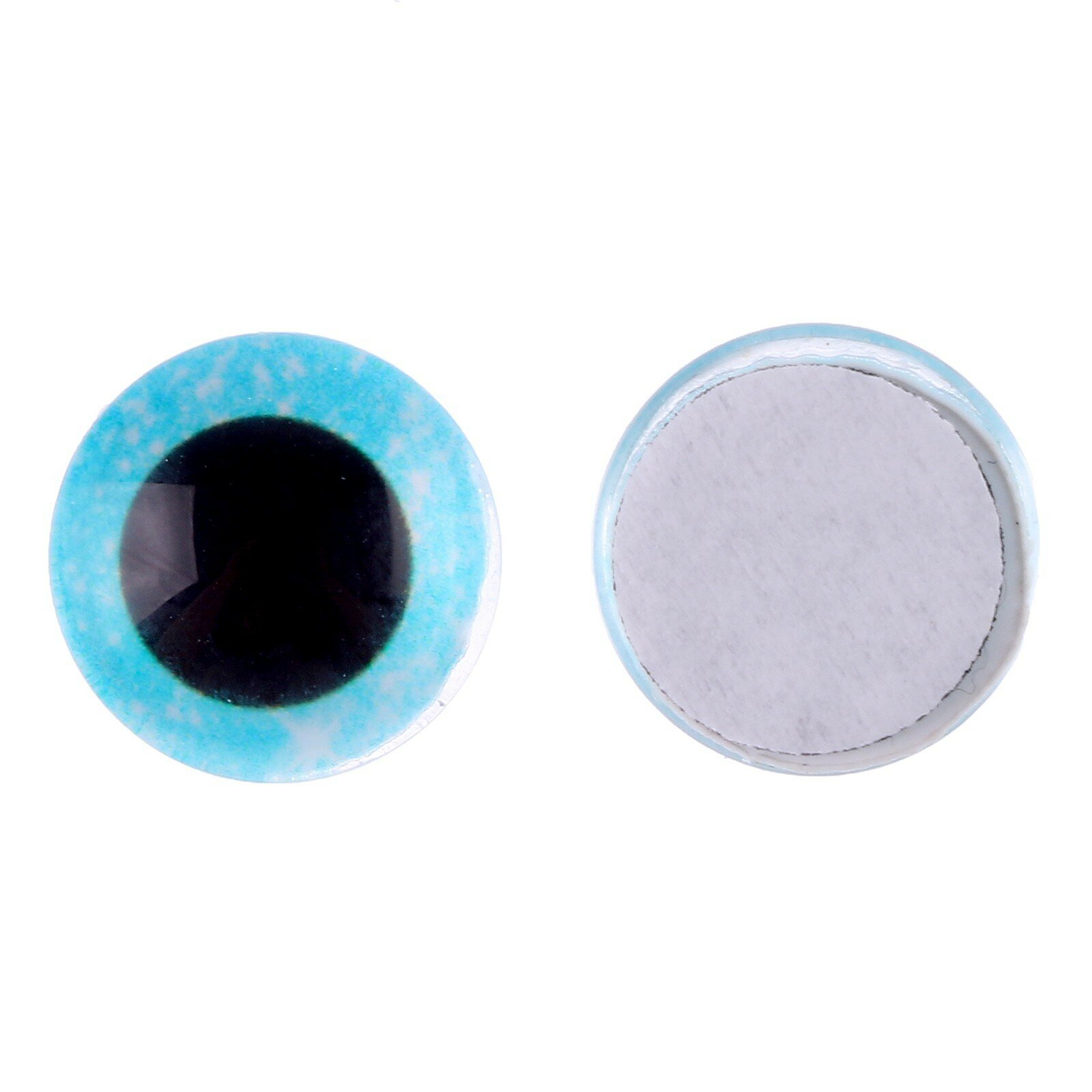 Глаза на клеевой основе, набор 10 шт, размер 1 шт. — 12 мм, цвет голубой с блёстками