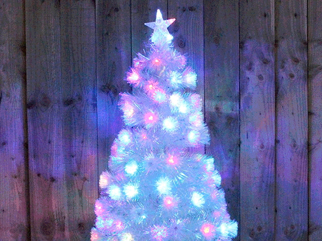 фото Новогодняя елка, елка светодиодная, елка светящаяся, ель искусственная, с подсветкой, встроенная гирлянда, 90 см, белая