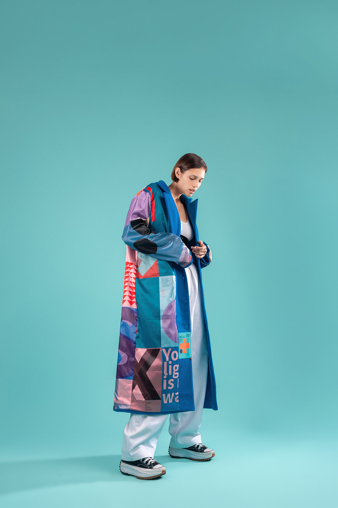 Пальто ZNWR демисезонное, шерсть, силуэт прямой, удлиненное, размер L, синий - фотография № 4