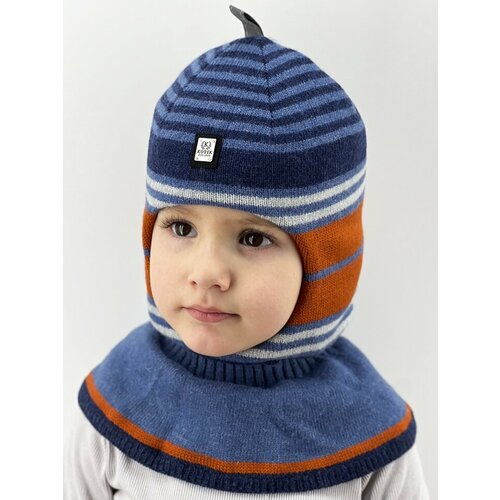 Балаклава шлем Бушон для мальчиков зимняя, шерсть, размер 46-48, мультиколор