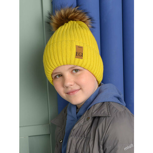 фото Шапка mialt, размер 52, желтый