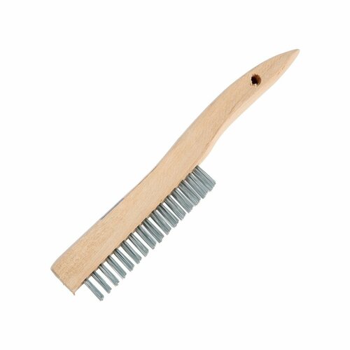 Щетка металлическая ручная тундра закаленная проволока деревянная рукоятка 4-рядная 268₽