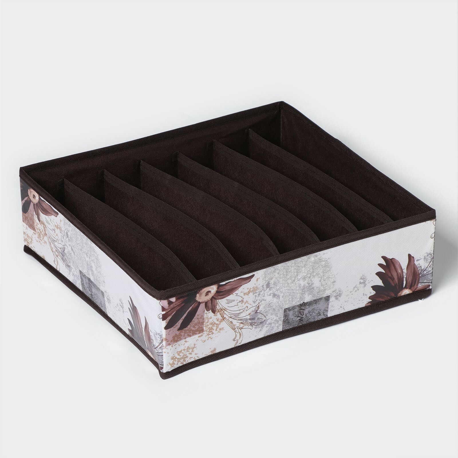 Органайзер для хранения белья Доляна «Астра», 7 отделений, 34×30,5×10 см, цвет коричневый