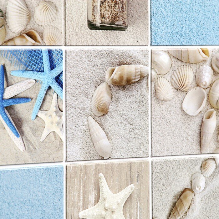 декоративная панель пвх каф. плитка 485х960 пляж Пластмаркет - фото №3