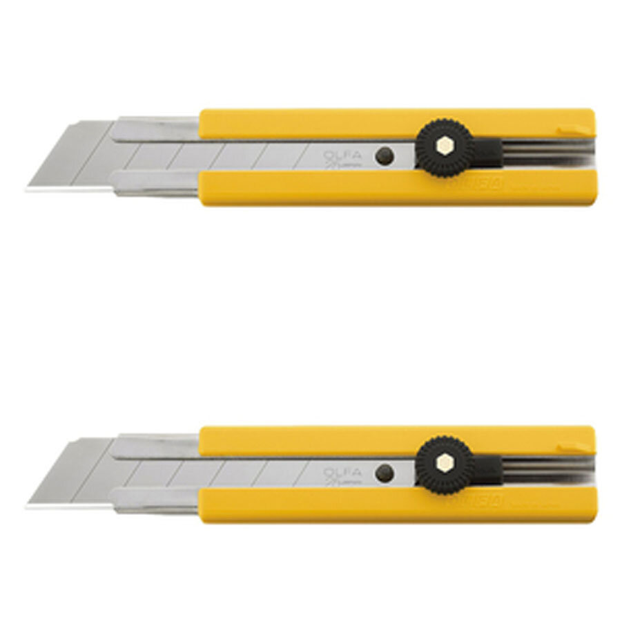 Нож строительный Olfa 25 мм с ломающимся лезвием двухкомпонентный корпус с резиновыми накладками (2 шт.)