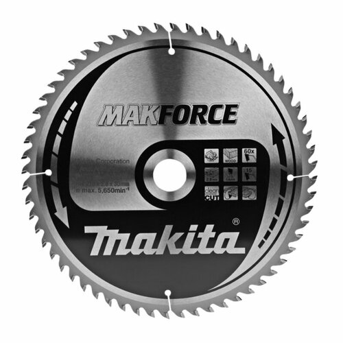 Пильный диск для дерева MAKITA MAKFORCE, 270x30x1.8x60T пильный диск для погружных пил по дереву 190x30x1 6x24t makita b 31566 b 19015