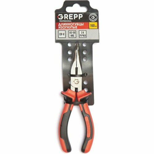 GREPP Длинногубцы усиленные 3х комп. рукоятка160мм 205-113