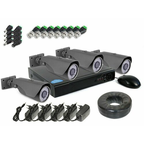 Готовый 8mp-4k набор уличного видеонаблюдения через интернет SKY-2704-8M KDM 227-V8 - 4 уличные камеры и видеорегистратор 3850200₽