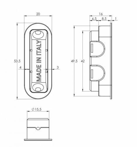 Изображение Замок магнитный WC 50x8x96x6 штульп овал 18 мм, хром матовый с ответной планкой W7 и винтами