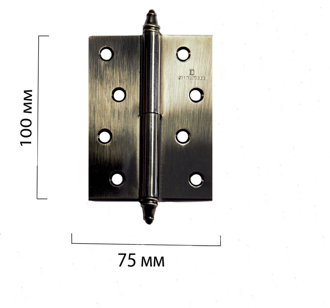 Петля дверная съемная стальная ELEMENTIS размер 100*75*25мм цвет бронза (2 шт) правая сторона