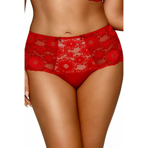 фото Трусы кюлоты ava lingerie, завышенная посадка, прозрачные, размер m, красный
