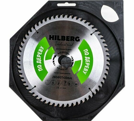 Диск Пильный HILBERG Industrial по дереву 260*30*60T