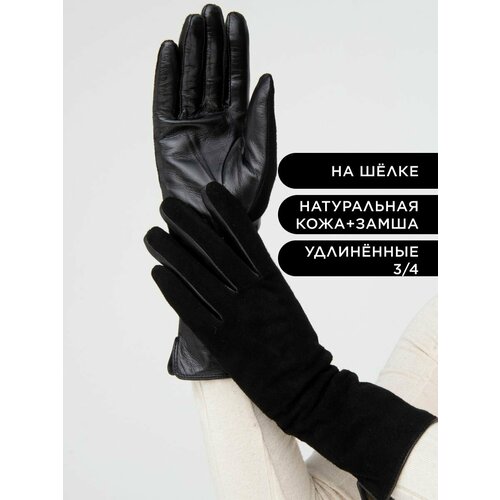 фото Перчатки farella зимние, удлиненные, размер 8, черный