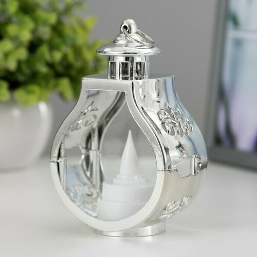 Ночник Застывшая свеча 3хLR1130 серебро 5х75х12 см 514₽