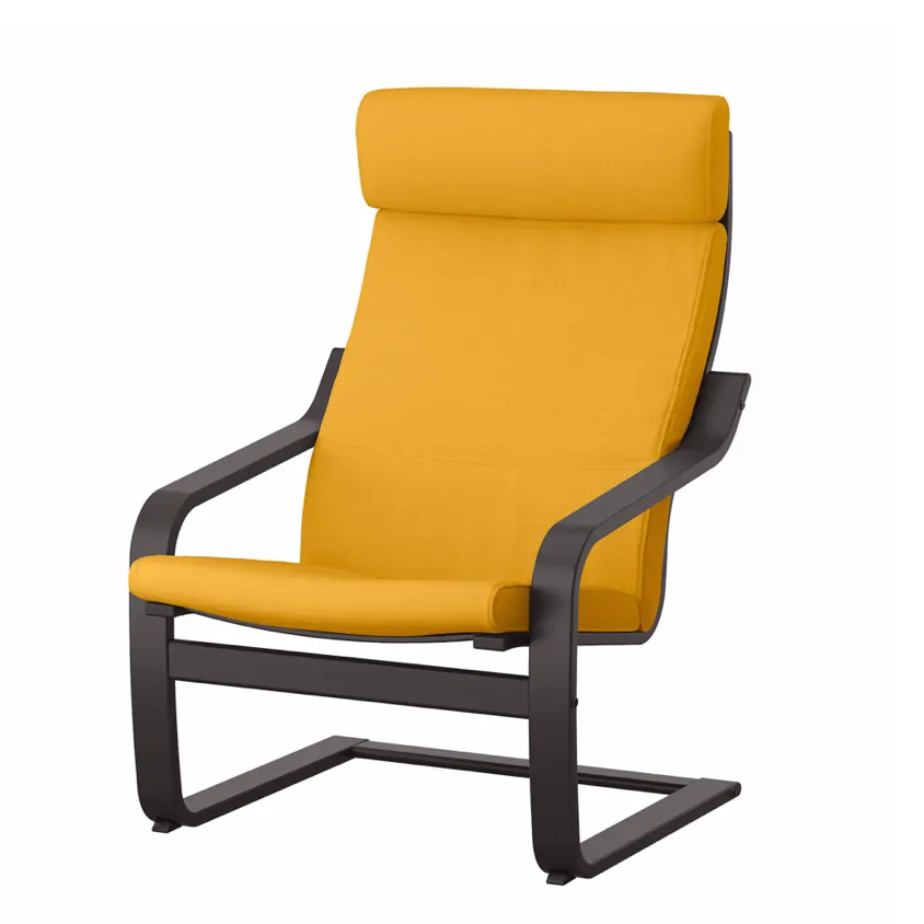 Кресло поэнг / POÄNG / желтый каркас коричневый