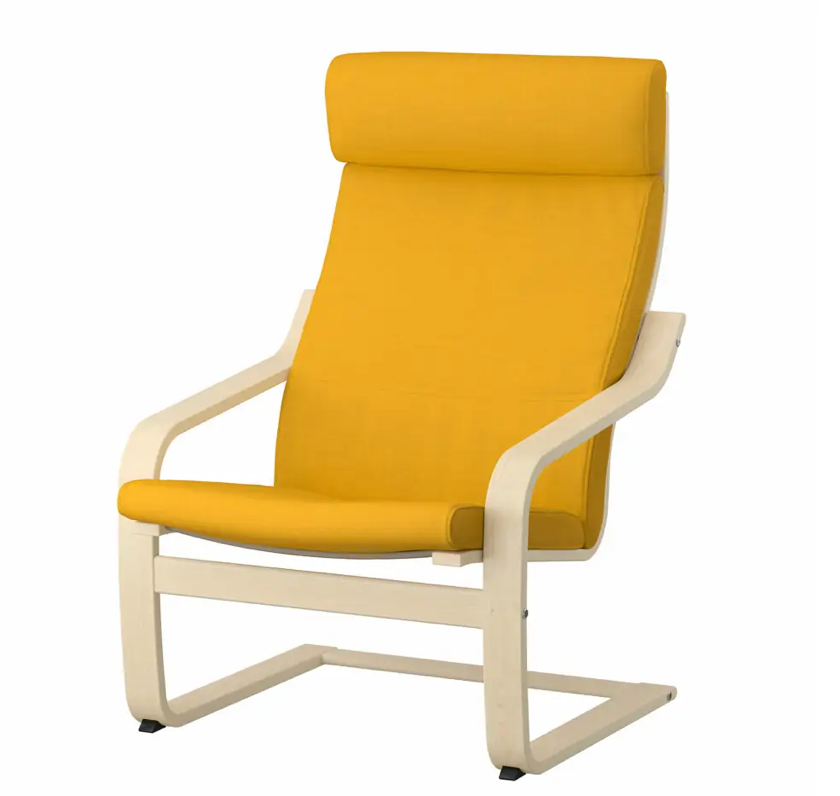 Кресло поэнг / POÄNG / желтый каркас березовый шпон