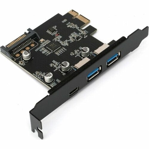 Контроллер USB 3.1 Gembird SPCR-03 в разъем PCI-e, 2xUSB-A + 1xType-C контроллер usb spcr 01 в pci порты 2 внешних usb 3 0