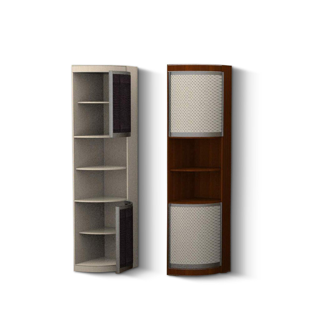 фото Угловой радиусный шкаф 600х450 с двумя дверьми и полкой