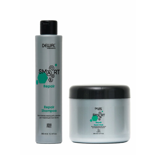 Набор для поврежденных волос SMART CARE Repair шампунь 300 мл + маска 500 мл, DEWAL, DCR20204_DCR20201 dewal cosmetics шампунь восстанавливающий для поврежденных волос smart care repair shampoo 300 мл