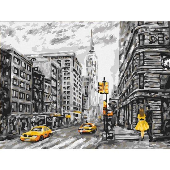 Картина по номерам на картоне Три Совы Желтый Нью-Йорк, 30*40 см