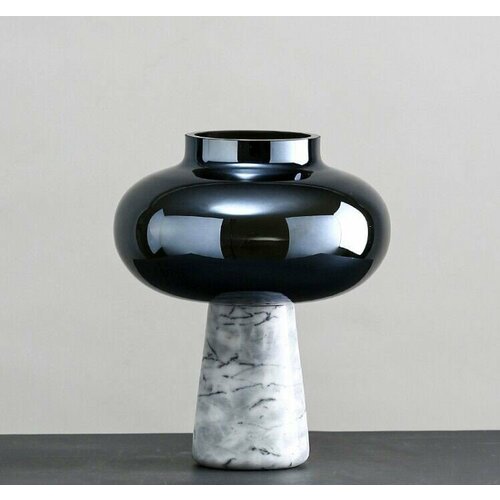 Ваза керамическая IST-053, 12х20 см, мрамор/синий