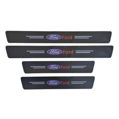 Универсальные защитные накладки на пороги FORD (липкая лента карбон) 4 шт. дл.60/40 см, шир. 7 см