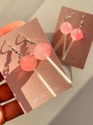 Сережки для подростков девочек Серьги детские Чупа-Чупсы розовые