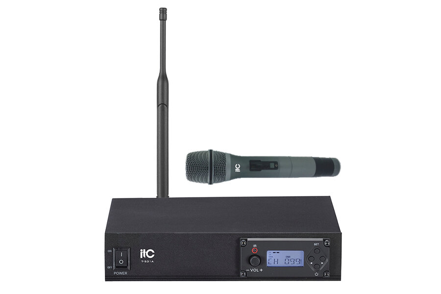 Радиосистема ITC UHF одноканальная радиосистема начального уровня, с одним ручными микрофоном. LCD дисплей. Частотный диапазон 470-510 MHz. - фото №1