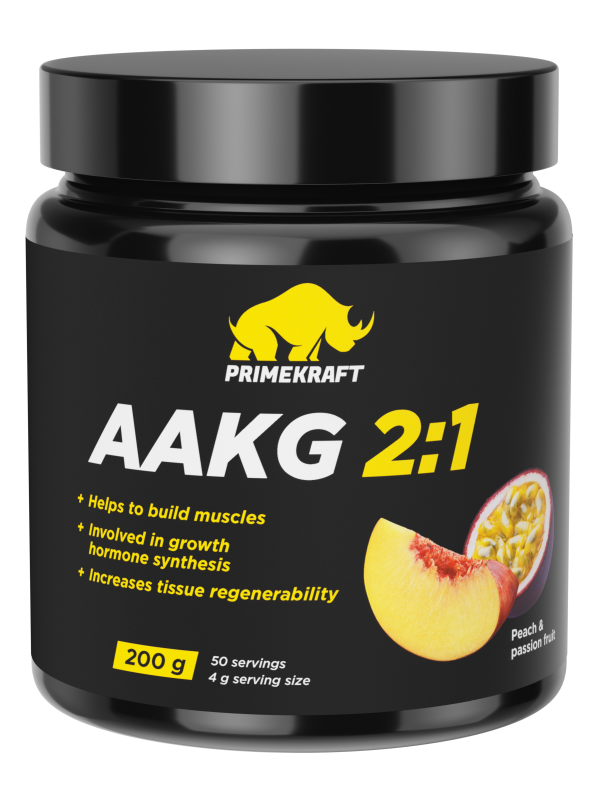 "Prime Kraft AAKG 2:1:1" - аминокислота "Аргинин" 200 гр (Персик-маракуйя)