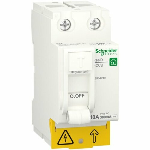 Устройство защитного отключения (УЗО) Systeme Electric (schneider Electric) SCHNEIDER ELECTRIC RESI9 40А 2P 300мА тип AC, R9R54240 устройство защитного отключения узо schneider electric 2p 25а 300ма тип ac вд63 домовой 11451