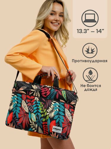 Изображение товара Сумка для ноутбука KINMAC 13 и 14 дюймов с ремнем на плечо и большим карманом спереди (Джунгли)