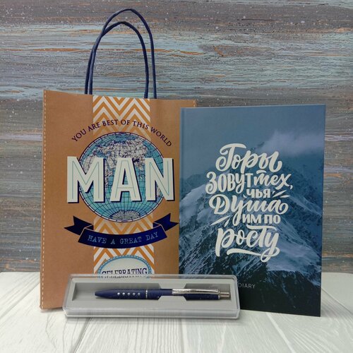 Подарочный набор Ежедневник А5 с ручкой в бумажном пакете