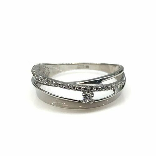 Кольцо POKROVSKY кольцо из серебра 1101561-00775, серебро, 925 проба, родирование, размер 17.5, бесцветный